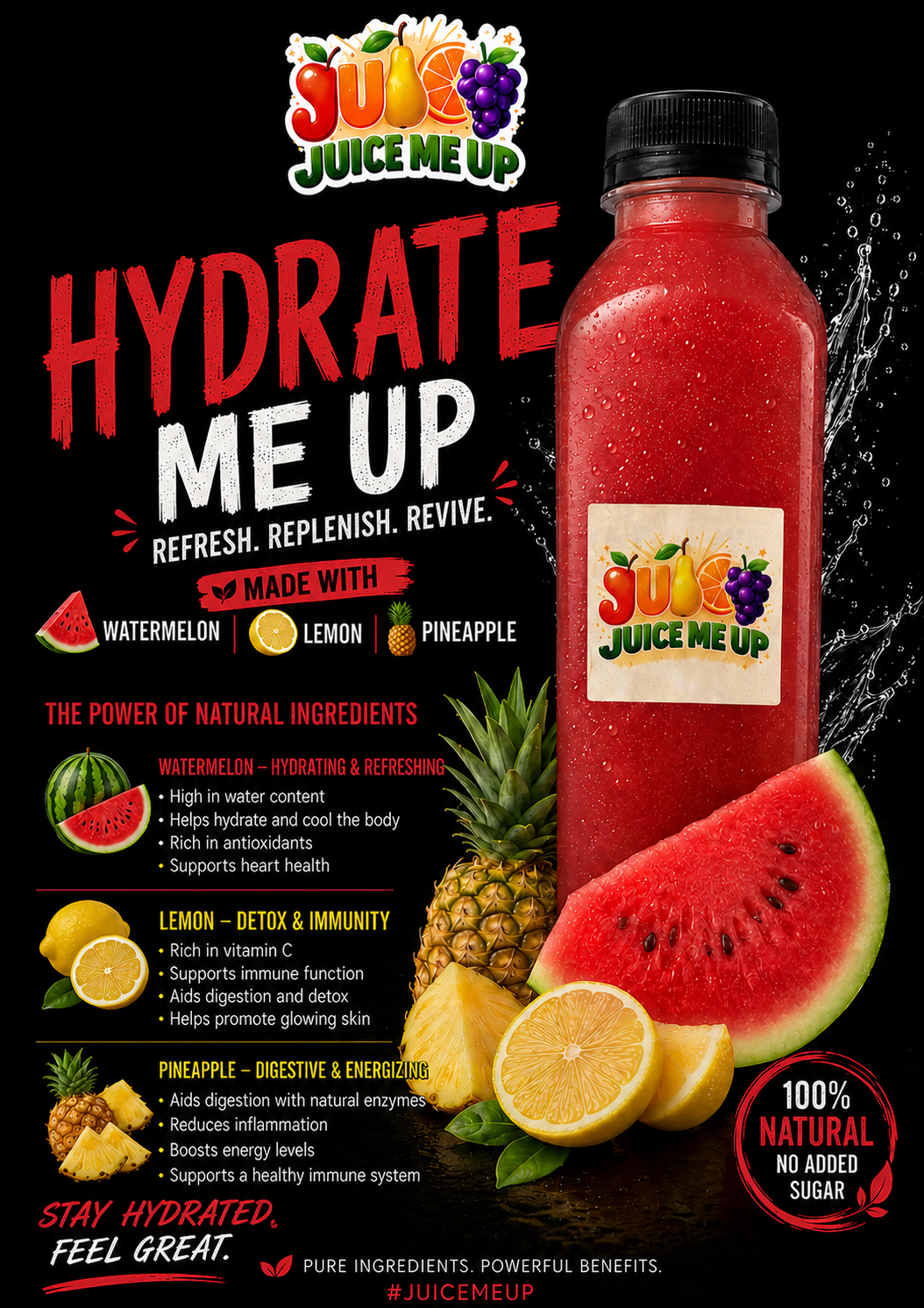 Hydrate Me Up — Watermelon, lemon, pineapple
